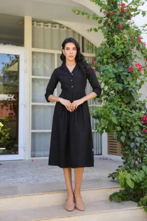 Black Aura Cotton Flex Dress