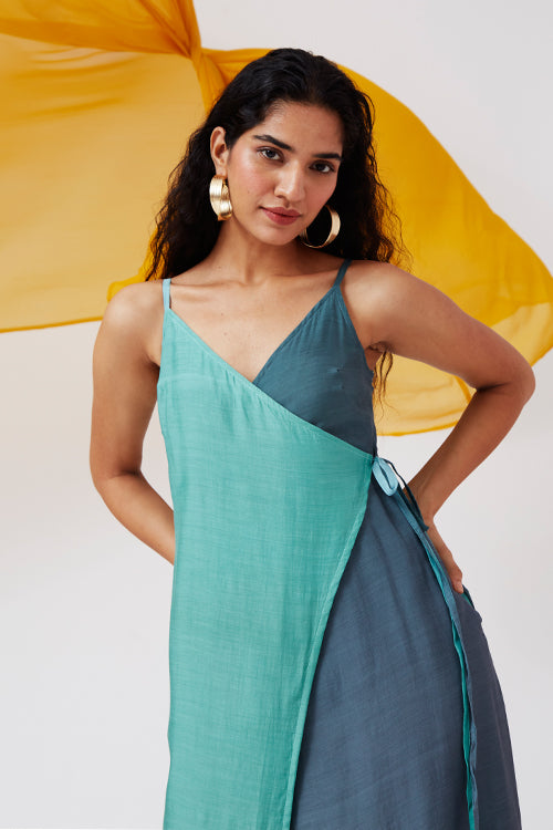 Okhai 'Seatherny' Ombre Sleeveless Modal Silk Wrap Dress - Image 5