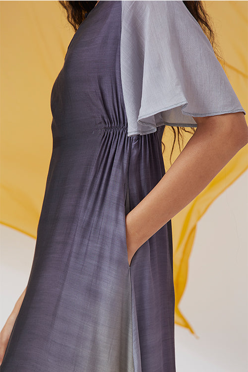 Okhai 'Charcoal' Ombre Modal Silk Half Sleeves Dress - Image 8