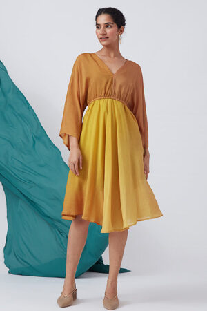 Okhai 'Parisian Dream' Ombre V-Neck Silk Blend Dress