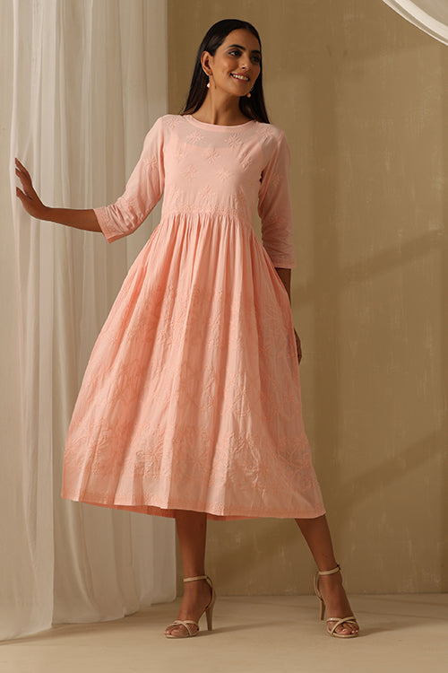 Okhai Rehmat Chikankari Pure Cotton Dress