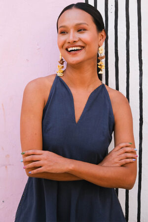 Okhai Orchard Suf Embroidered and Bead work Pure Cotton Dress