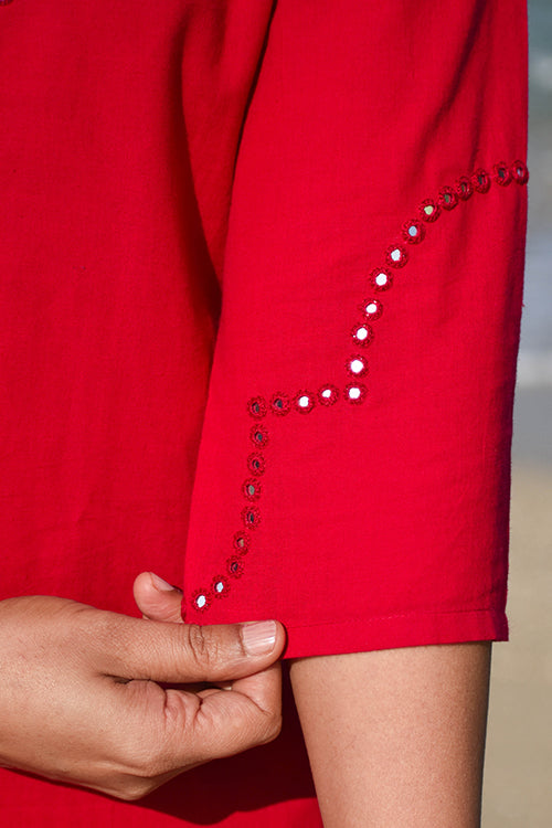 Okhai Dilruba Hand-Embroidered Mirrorwork Pure Cotton Kurta Pant Set - Image 7