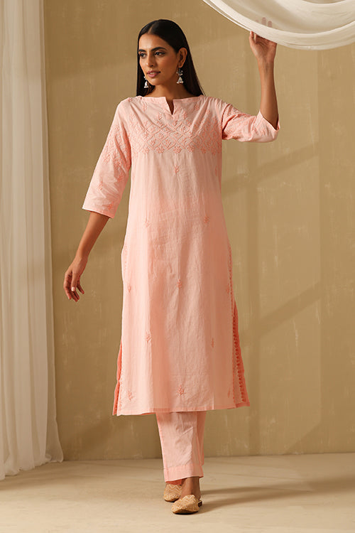 Okhai Rooh Chikankari Pure Cotton Kurta Pant Set - Image 3
