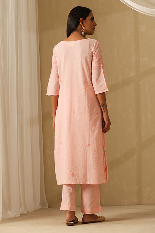 Okhai Rooh Chikankari Pure Cotton Kurta Pant Set - Image 4