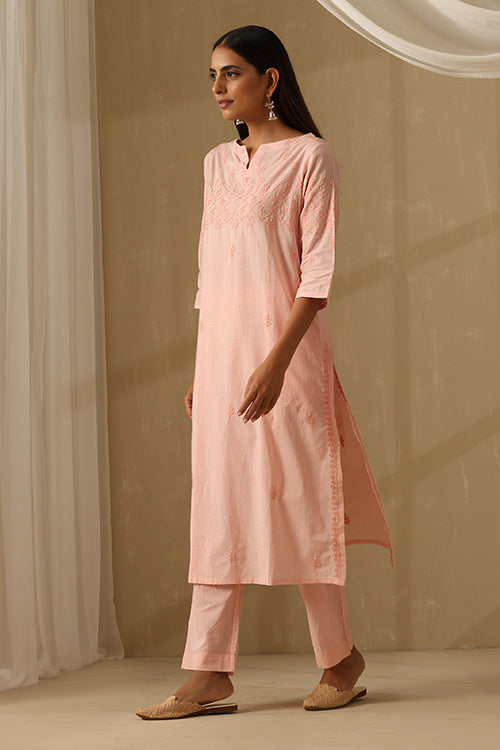 Okhai Rooh Chikankari Pure Cotton Kurta Pant Set - Image 5