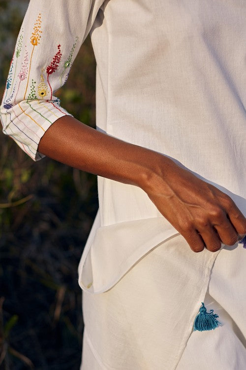 Okhai 'Reverie' Hand Embroidered Pure Cotton Kurta-Pant-Dupatta Set - Image 11