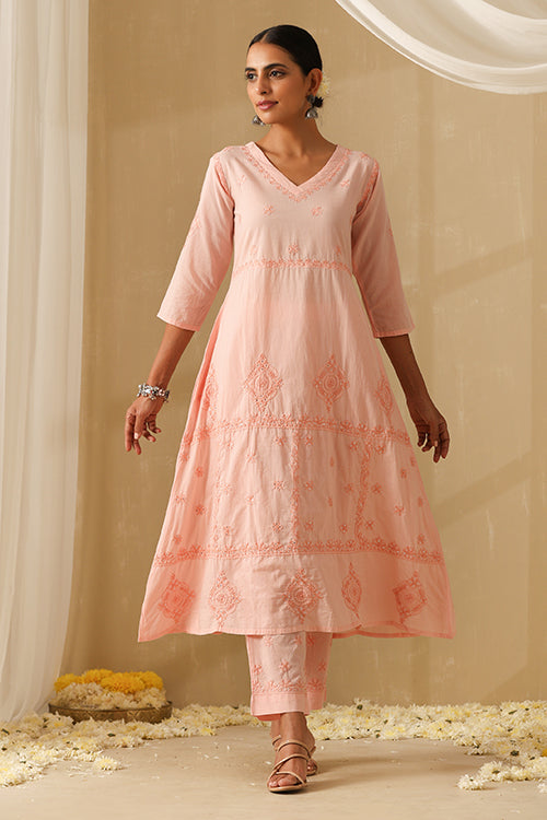 Okhai Dehleez Chikankari and Mukaish work Pure Cotton Kurta Pant Set with Dupatta - Image 10