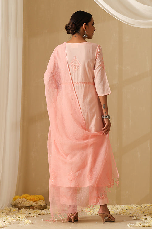 Okhai Dehleez Chikankari and Mukaish work Pure Cotton Kurta Pant Set with Dupatta - Image 7