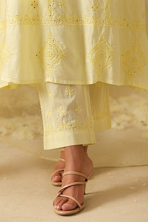 Okhai Qainaat Chikankari and Mukaish work Pure Cotton Kurta Pant Set with Dupatta - Image 9