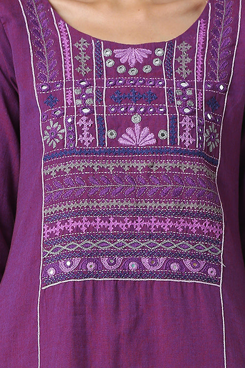 Okhai 'Gauhar' Mirror Work Hand Embroidery Kurta - Image 4