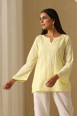 Okhai Mehvish Chikankari Pure Cotton Top