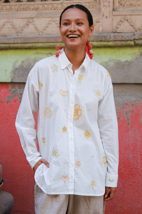Okhai Tutti frutti Rabari Embroidery Pure Cotton anti-fit shirt - Image 3