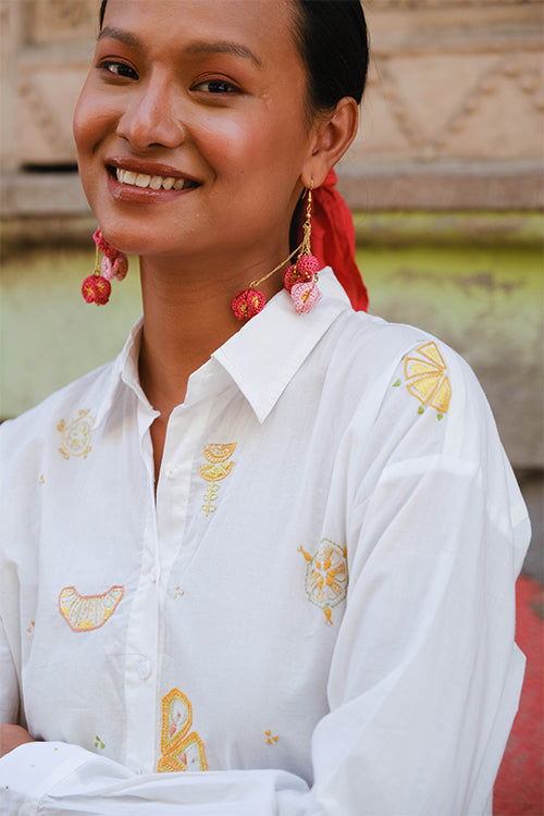 Okhai Tutti frutti Rabari Embroidery Pure Cotton anti-fit shirt