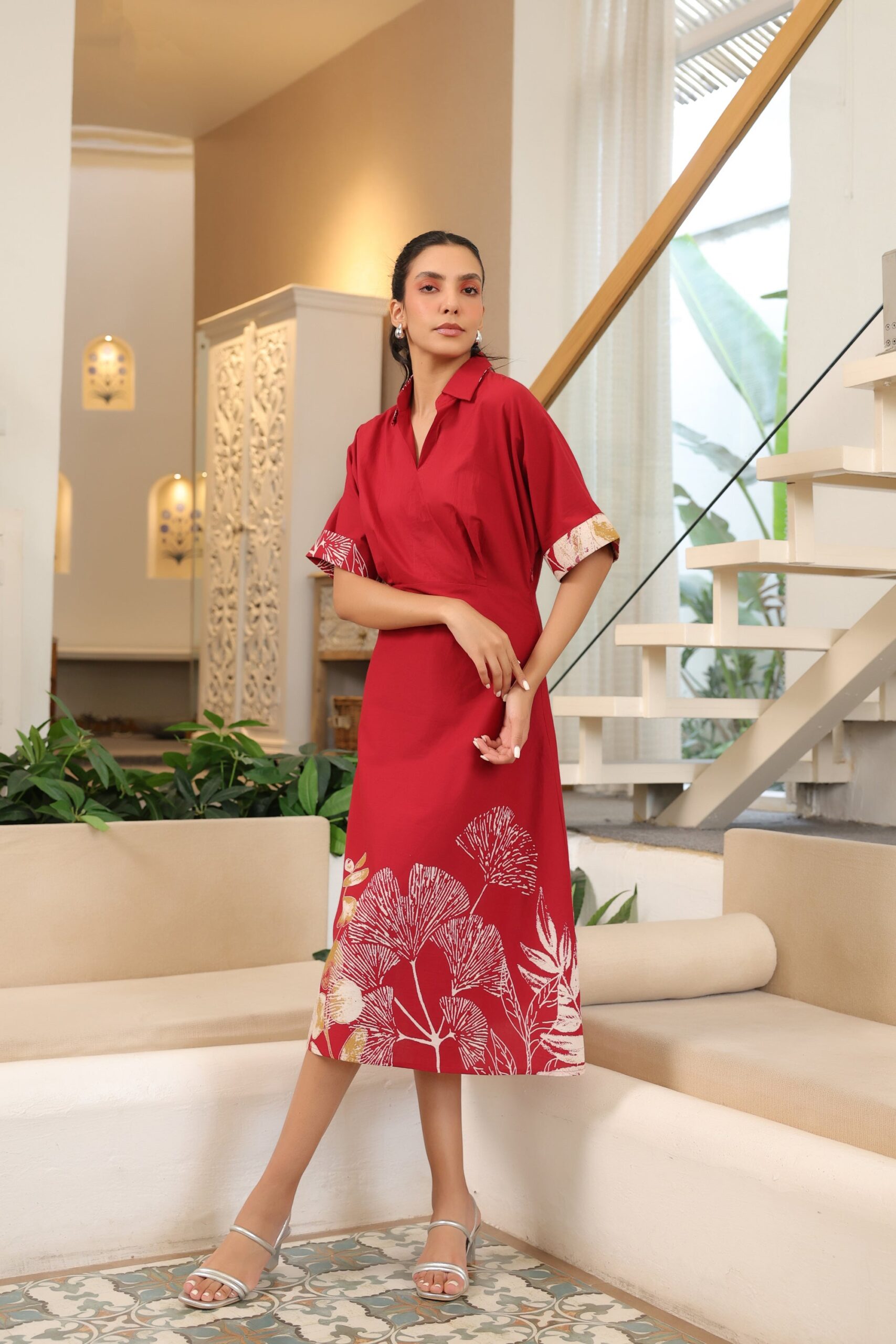 Scarlet Charm Cotton Dress - Image 3
