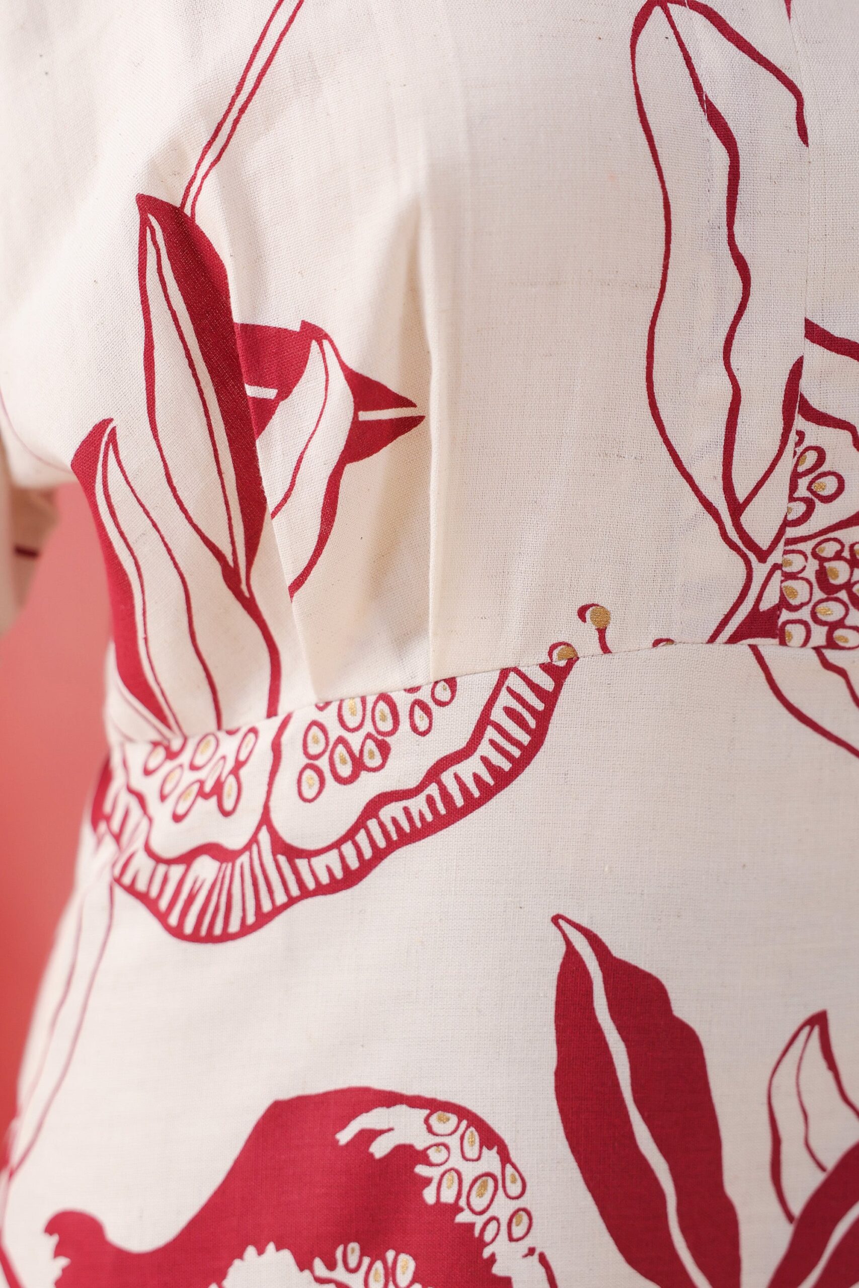 Ivory Pomegranate Printed Maroon Cotton Flex Dress - Image 10