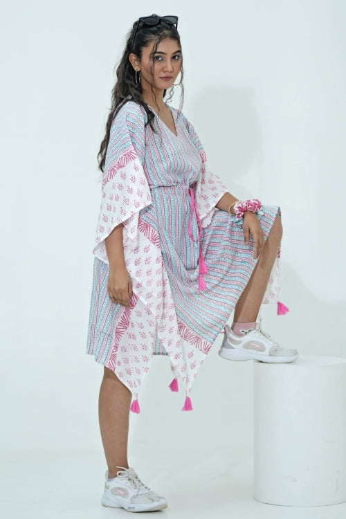 Sooti Syahi Cotton Candy Hand Block Printed Kaftan - Image 5
